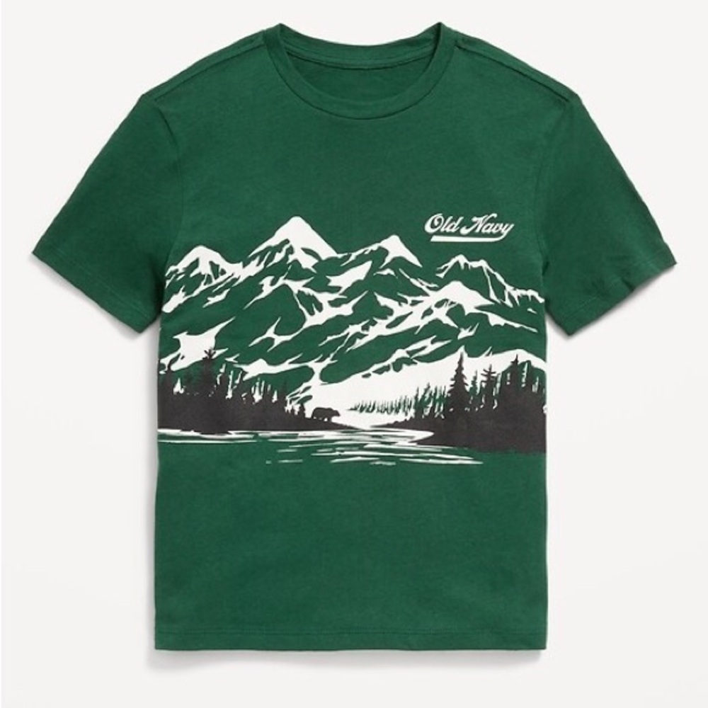 Old Navy Forest Green Mountain Scene Kids Tee